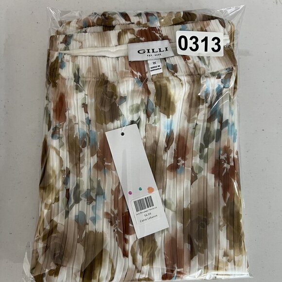 Gilli NWT Womens 1X Abstract Pleated Elastic Waist Midi Skirt Lined Flowy Artsy - Picture 9 of 9